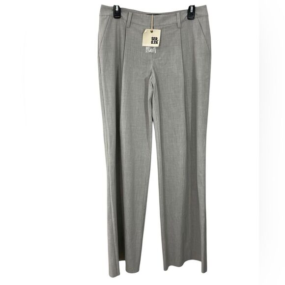 NWT SER.O.YA Wide Leg Trousers Gray Wool Blend Pleated Dress Pants Size SMALL - Picture 1 of 8